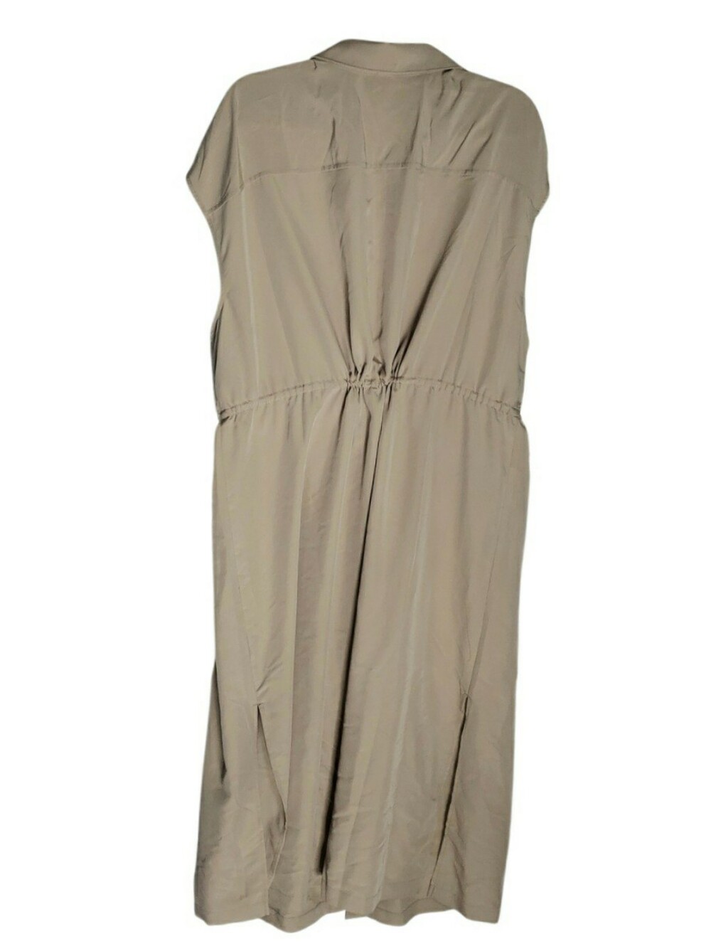 Khaki Old Navy Drawstring Waist Shirtdress 2X Button-Front Safari Preppy Minimal - Picture 12 of 15